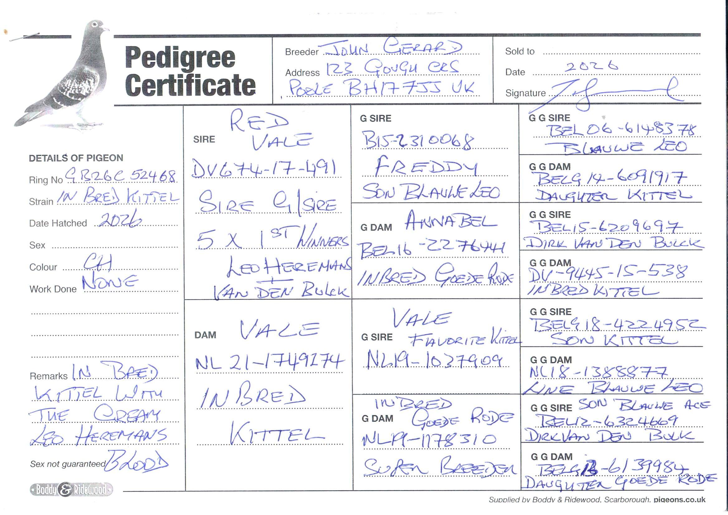 pedigree De 468