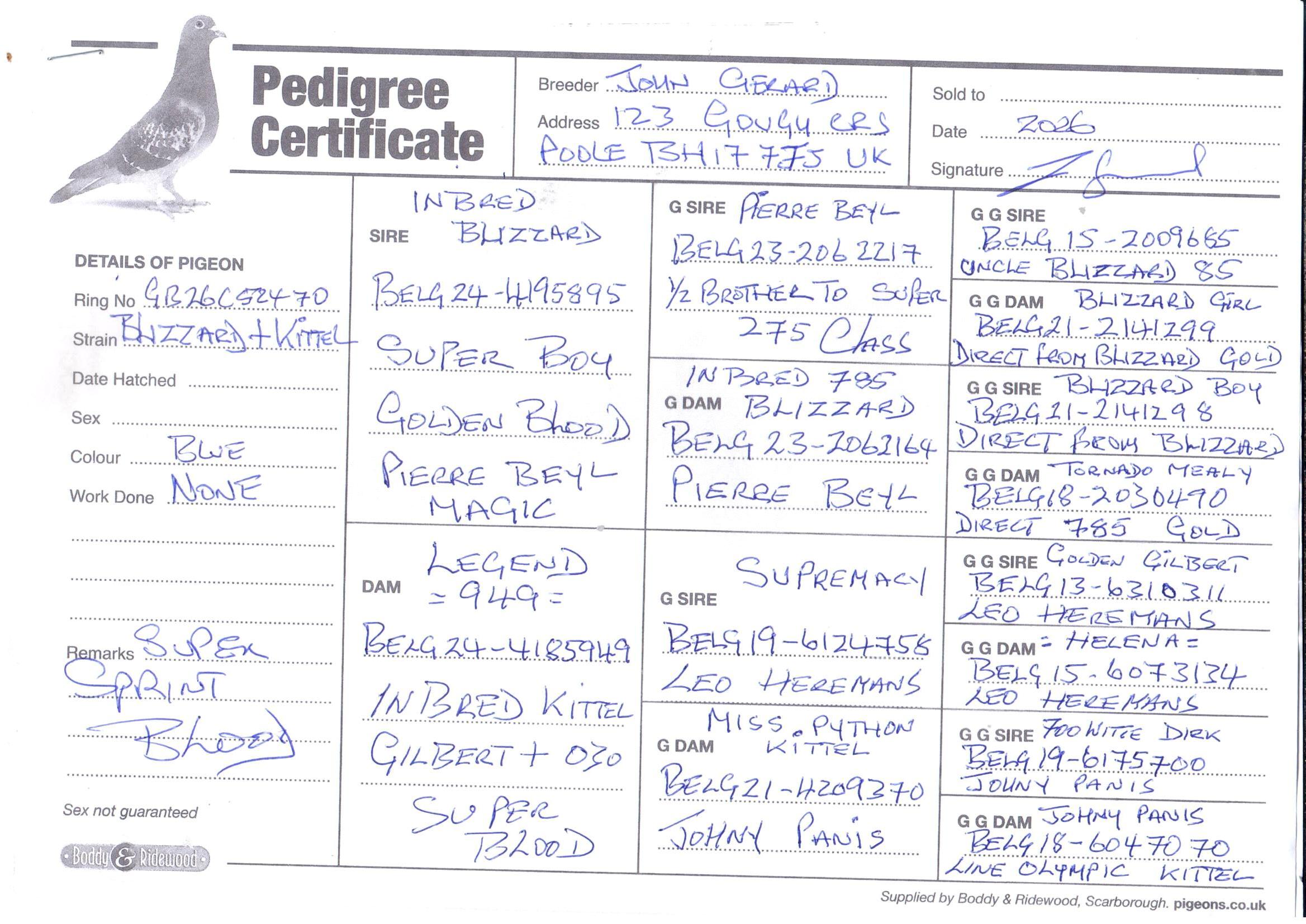 pedigree De 470