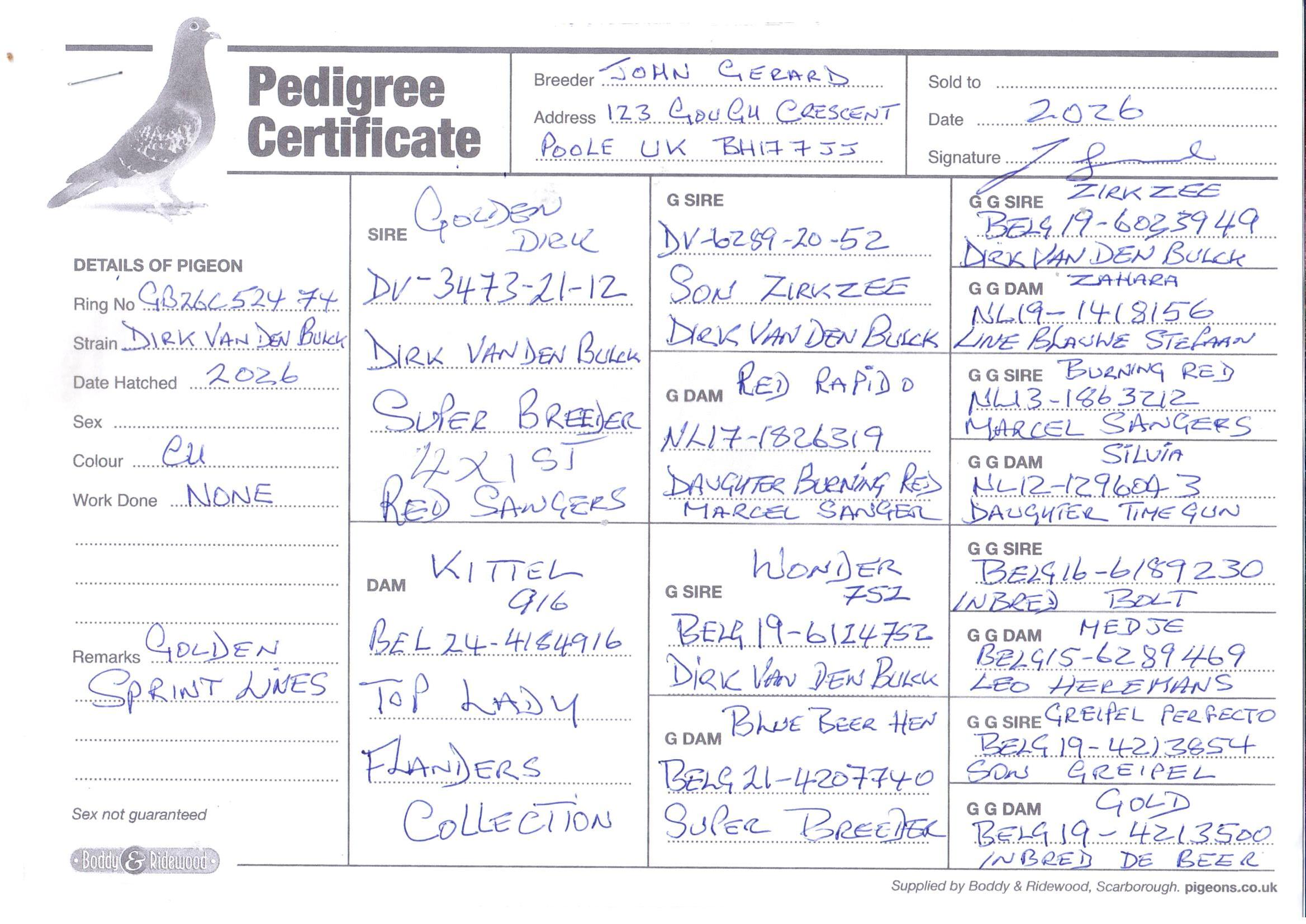 pedigree De 474