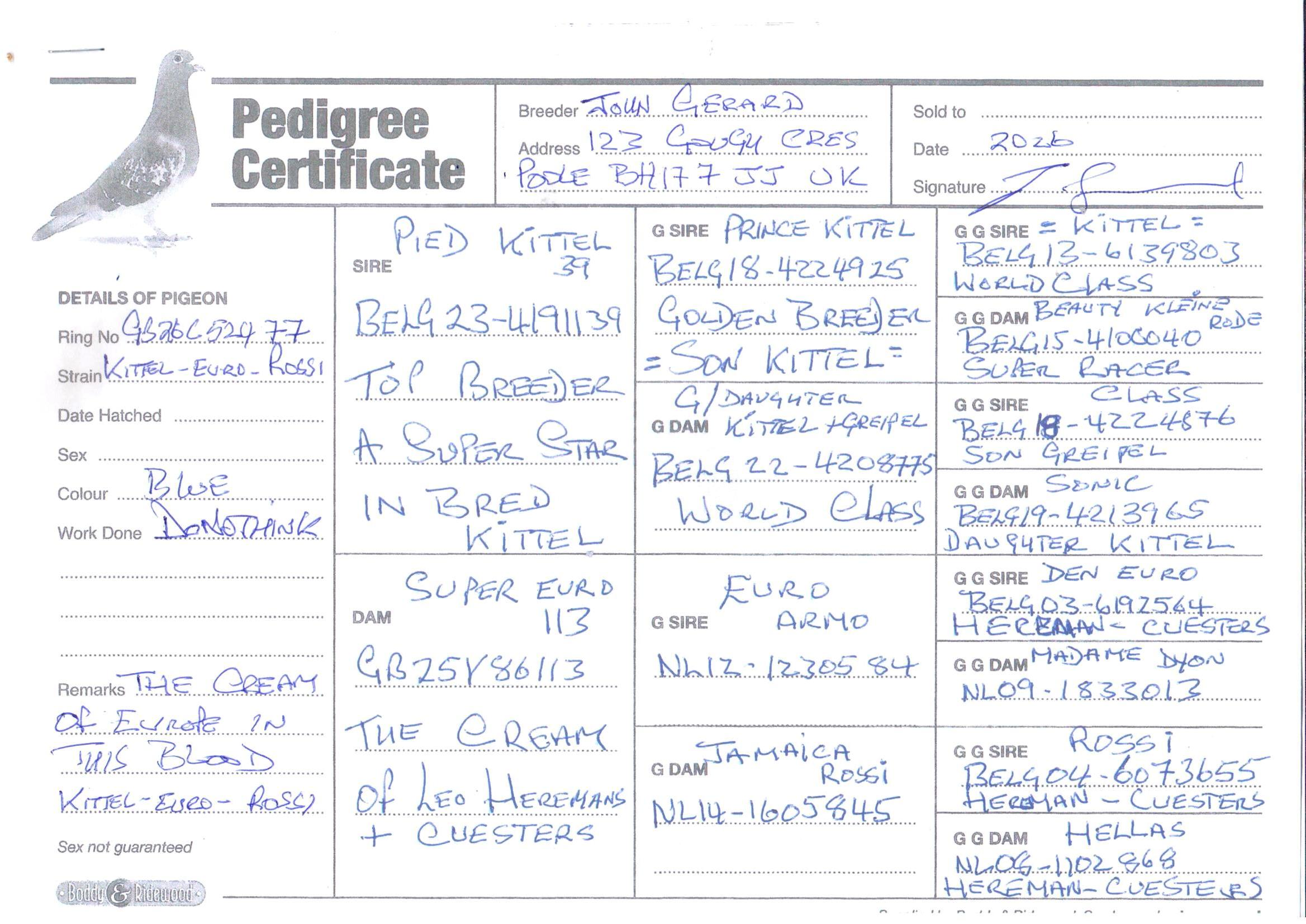 pedigree De 477