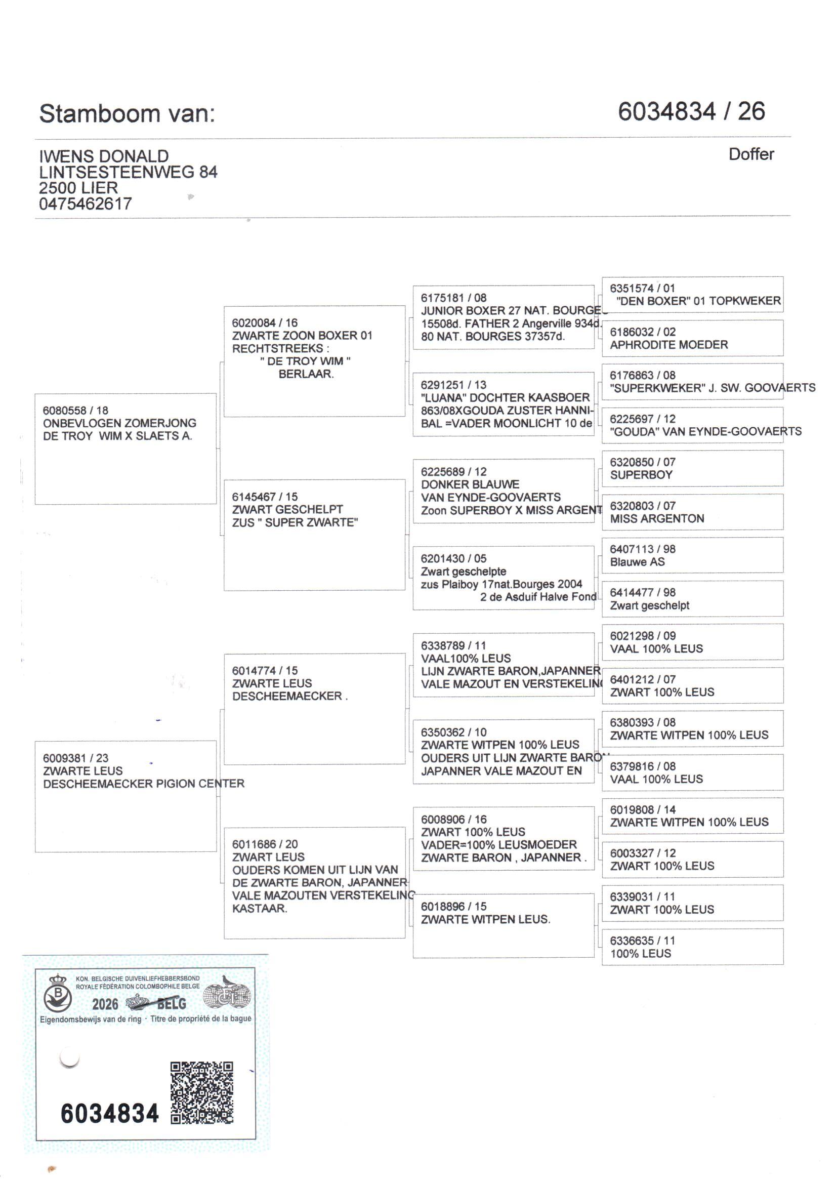 pedigree Iwens 834
