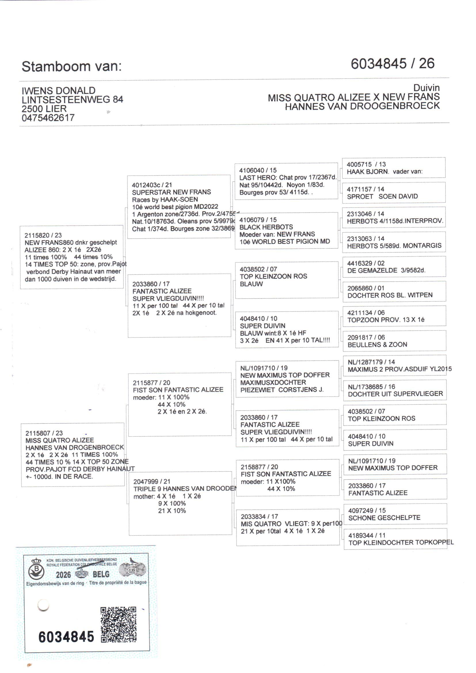 pedigree Iwens 845