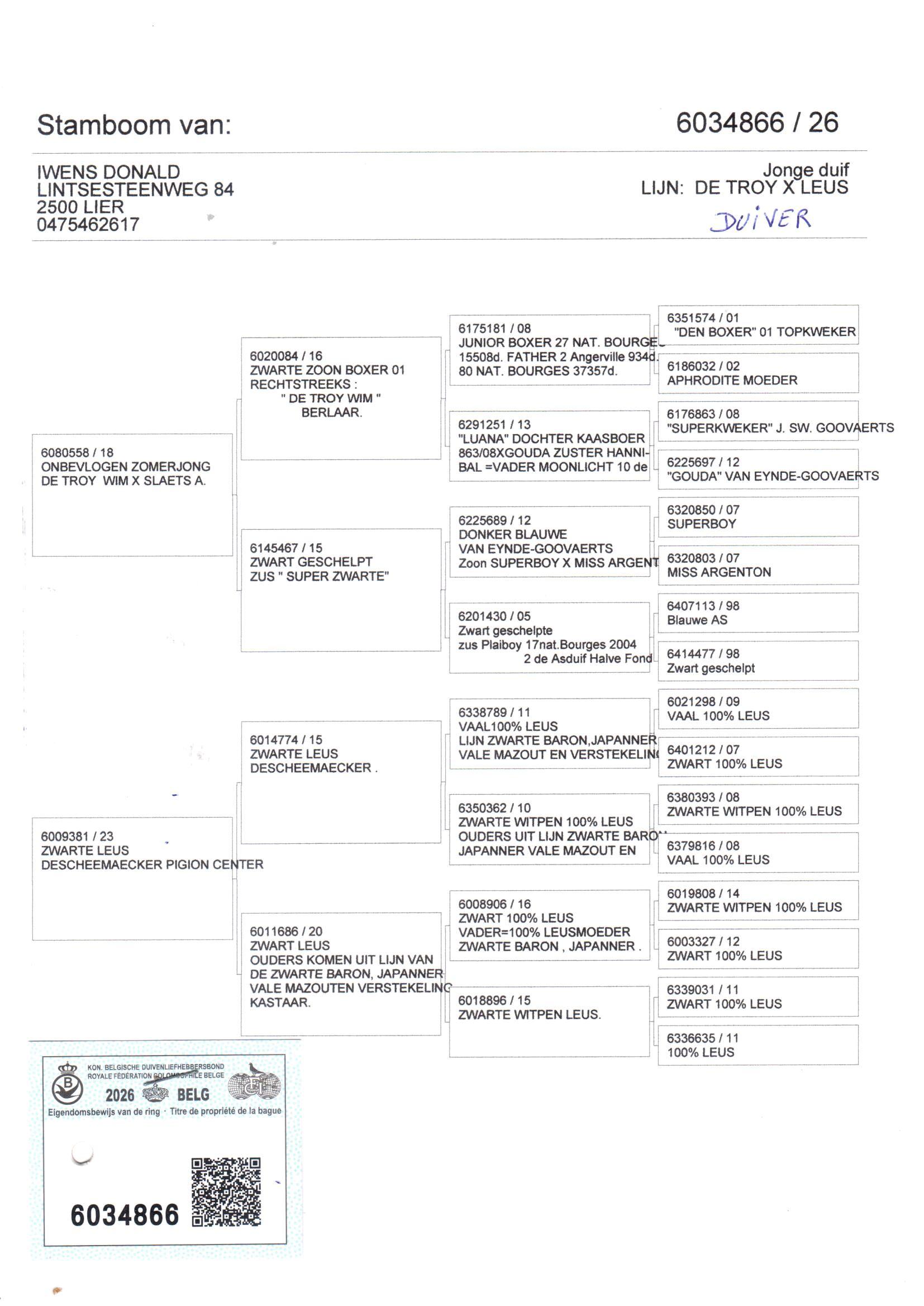 pedigree Iwens 866
