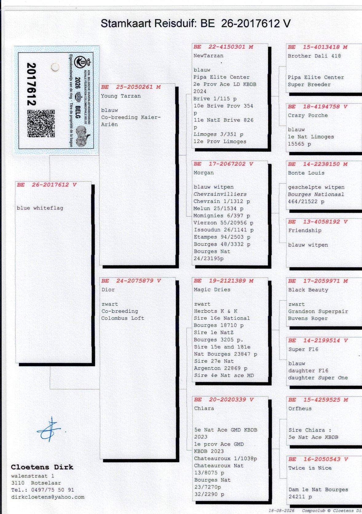 pedigree Cloetens "612"