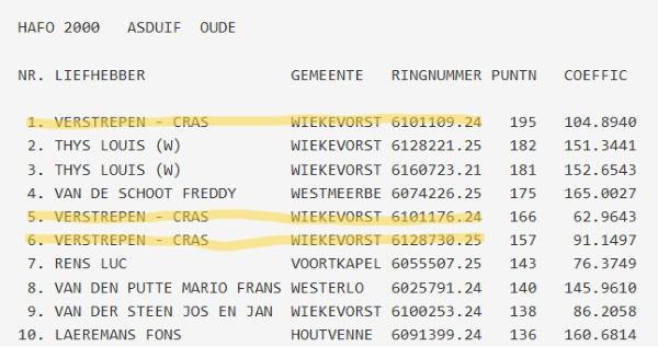 VERSTREPEN-CRAS - HAFO2000 Asduif Oude 2026