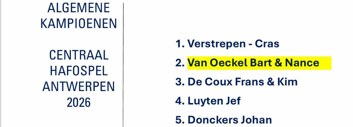 V OECKEL BART & NANCE - Antwerpen Centraal Hafo Alg Kamp 2026