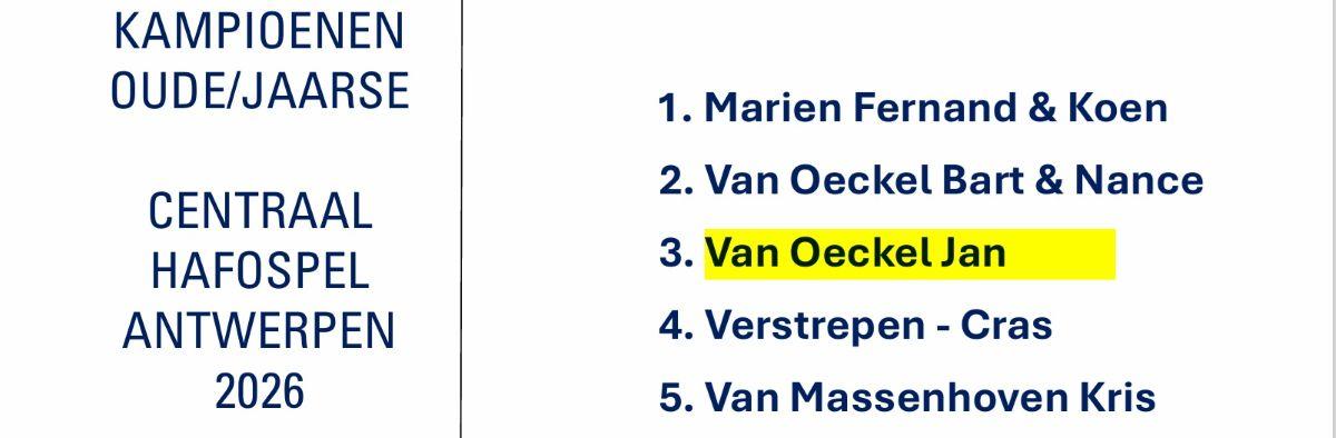 V OECKEL JAN - Antwerpen Centraal Hafo Kamp Oude+Jaarse 2026
