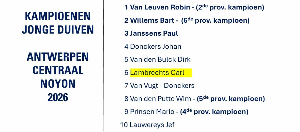 LAMBRECHTS CARL - ANTWERPEN CENTRAAL Noyon Kamp Jonge 2026