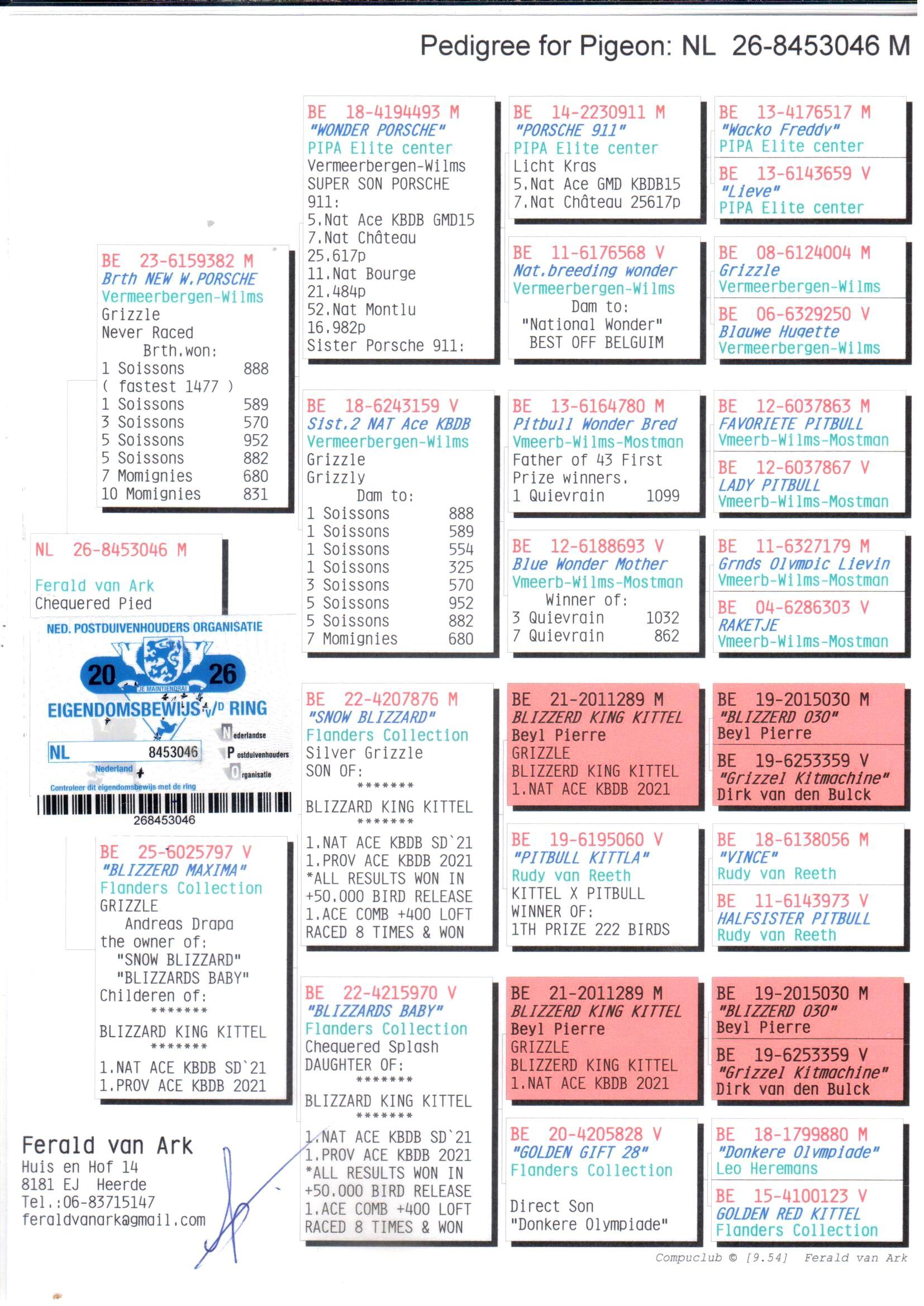 Pedigree From auction Van Ark "046"